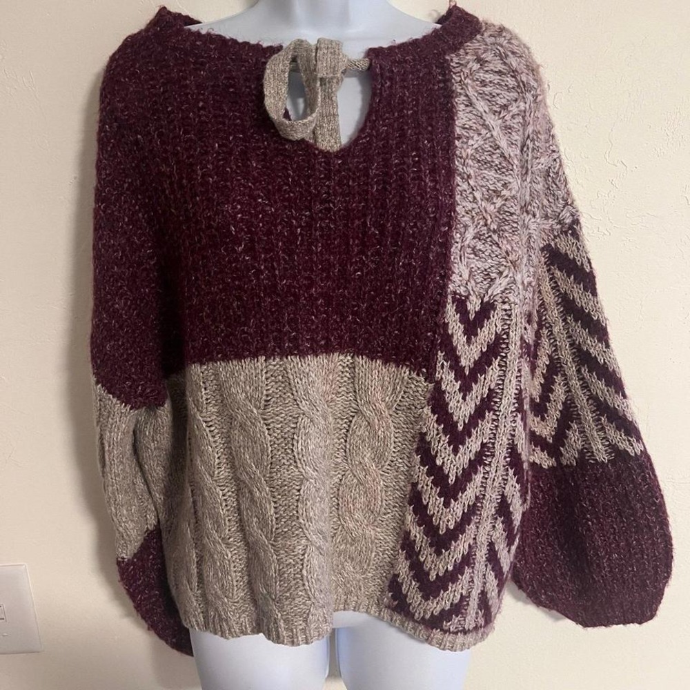 Blu Pepper Women's Medium Patchwork Chunky Knit S… - image 3